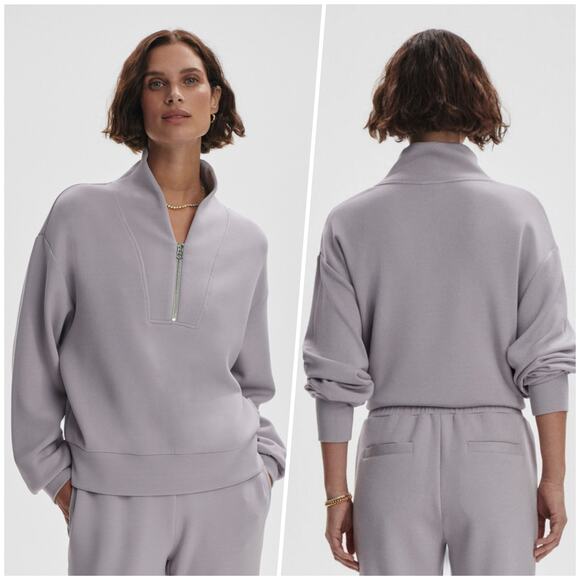 Varley | Women | Davidson Doublesoft Lilac Athletic Half Zip Sweatshirt | Large - Picture 13 of 15